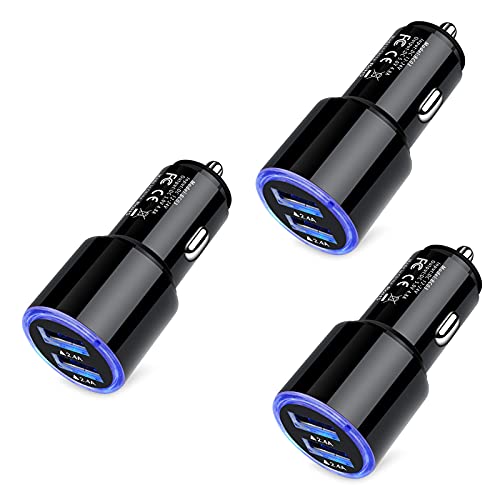 Car Charger, 3Pack 4.8A Rapid Car Phone Charger - USB Cigarette Lighter for iPhone 15 14 13 12 11 Pro Max SE XR XS X 8 7 6, Samsung Galaxy S23 S22 S21 S20 A13 A32 S10 S9 S8 S7, Android