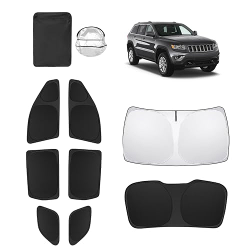 8pcs Car Window Shades forJeep Grand Cherokee 2011-2021(NOT Grand Cherokee L) Accessories,Windshield Side Rear Full Sunshade,Sun Visor UV Blocking, Privacy Protection for Camping Outdoor - size: for 2011-2021 Jeep Grand Cherokee