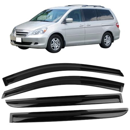 Window Visor Compatible with 2005-2007 Honda Odyssey, Acrylic Black Slim Style Sun Rain Guards Cover by IKON MOTORSPORTS, 2006 - color: Slim Style Smoke/Tinted