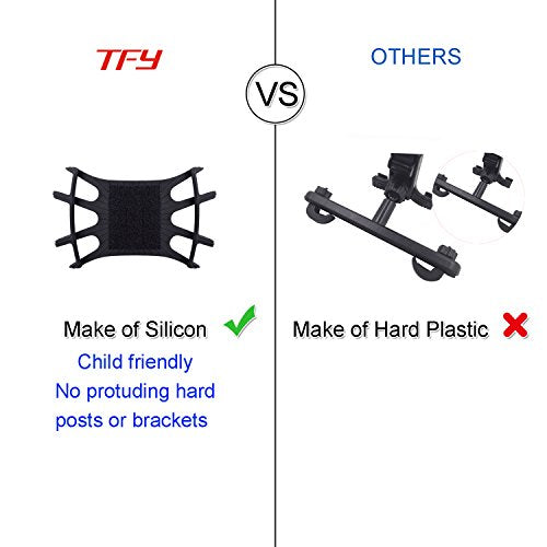 TFY Car Mount Universal Car Headrest Mount Holder with Silicon Holding Net Compatible with Both 4.5-6 Inch Phones and 7-10.5 Inch Tablets