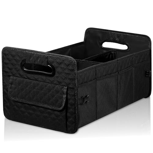 JiatuA Car Trunk Organizer for SUV, Car Storage Organizer Collapsible Multi Compartment Container Box, Adjustable Car Accessories for Women/Men, Large Black - color: Black, size: Large