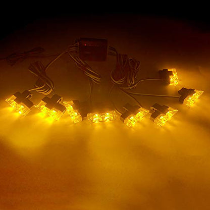 Amber 16LED Grille Strobe Lights Dash Deck Visor Police Flash Lights Car Truck Ambulance Emergency Warning Strobe Lights With Remote Control Wireless 12V - color: amber, size: 8 in 1