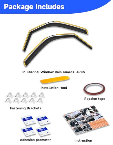 in-Channel Rain Guards Fit for Chevy Express Van 1996-2026 & GMC Savana 1996-2026, Window Rain Guards Visors Vent Visors Window Deflector Vent Shades Car Accessories -2 pcs - size: For Chevy Express Van/GMC Savana 1996-2026
