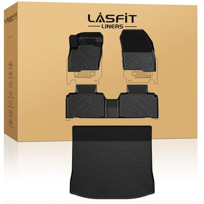 LASFIT Floor Mats and Cargo Liner for Ford Edge 2015-2024 All Weather Protector TPE Car Liners Custom Fit Vehicle Accessories, 1st & 2nd & Trunk Mat Combo Set, 4pcs Black - style: 10) Edge| 15-24 | Combo Set