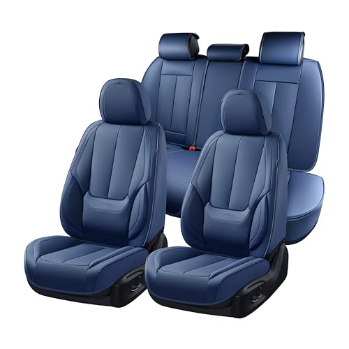 Coverado Car Seat Covers Full Set, Seat Covers for Cars, Car Seat Covers Front Seats and Back Car Seat Protector Waterproof, Leather Car Seat Cushion Universal Fit for Most Cars Blue - color: 8805Blue, size: FullSet