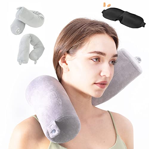 Travel Pillow-Twist Memory Foam Neck Pillow Support Pillow, Used for Neck, Chin, Waist and Leg Support-Suitable fo Airplanes, Buses, Trains. - color: Grey