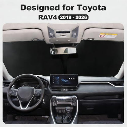 for 2019-2026 Toyota RAV4 - Premium Sunshade for Ultimate Heat & UV Protection, Foldable Front Windshield Sun Shade for SUV Crossover, TRD Off-Road, LE XLE XSE Hybrid Adventure Accessories - size: for Toyota RAV4 2019-2026