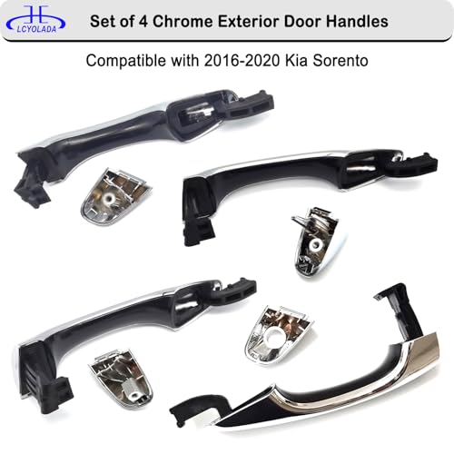 Set of 4 Chrome Exterior Door Handles w/Cover for Kia Sorento 2016-2020, Replaces 82651C5010 82651-C5010 83652-C5010 - wo/Smart Key Entry - size: 4 Pcs Front & Rear