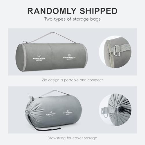 urnexttour Travel Pillow and Blanket Set Neck Pillows Soft Blankets with Sleep Mask Travel Essentials for Airplane Car Memory Foam Grey - color: B-grey