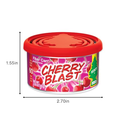 LITTLE TREES Car Air Freshener | Fiber Can Provides Long Lasting Scent for Auto or Home | Recycled Fiber | Cherry Blast, 4 Air Fresheners - color: Cherry Blast