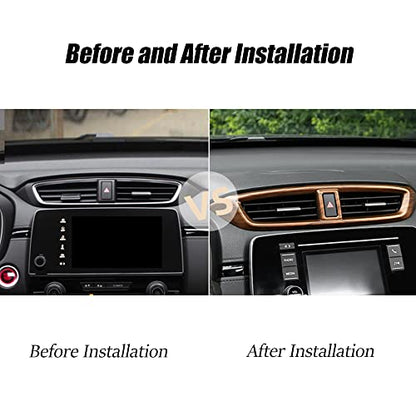 for CRV 2017-2022 Air Vent Trim Central Consoles Wind Outlet Panel ABS Peach Wood Grain Dashboard Stickers for CR-V CRV 2017 2018 2019 2020 2021 2022 LX, EX, EX-L, Touring, Hybrid - color: Central Consoles Wind Outlet Frame