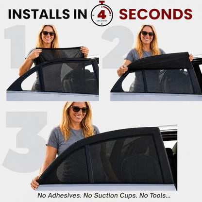 XL/Car Side Window Shades for SUV (9 Sizes/2 Pack). Breathable Stretchy Mesh for Sun, Heat & Privacy Protection, Blocks 96% UVA, Baby/Camping Bug Windows Screens Full Covers | Qualizzi® - size: X-Large (Pack of 2)