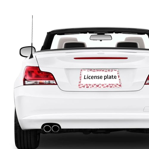 Valentine License Plate Frame Pink Romantic Hearts Sweet Love Personalise Stainless Steel Funny Design Compatible with Standard License Plate Holder for USA and Canada 6.3 x 12.2 in - color: Valentine, size: 6.3 X 12.2 In-1PC