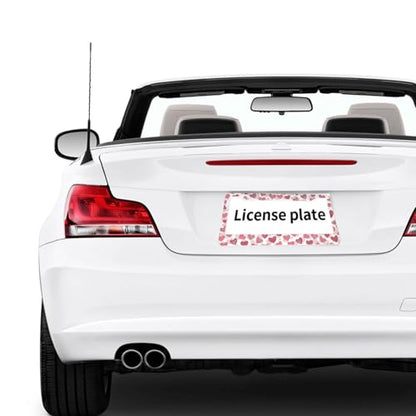 Valentine License Plate Frame Pink Romantic Hearts Sweet Love Personalise Stainless Steel Funny Design Compatible with Standard License Plate Holder for USA and Canada 6.3 x 12.2 in - color: Valentine, size: 6.3 X 12.2 In-1PC