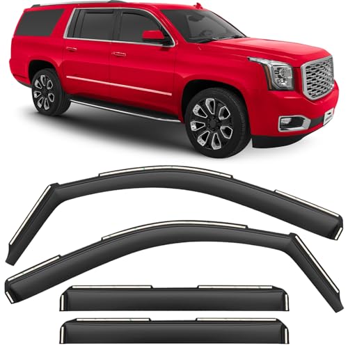 Voron Glass in-Channel Extra Durable Rain Guards for GMC Yukon XL 2015-2020, Window Deflectors, Vent Window Visors, 4 Pieces - 200609 - color: For Yukon XL 15-20