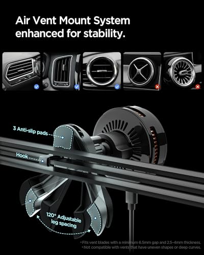 Spigen Cryomax MagFit Qi2.2 25W MagSafe Car Mount Wireless Charger [Ultra-Fast Charging Function w/Active Peltier Cooling] (Requires 45W Charging Adapter) Compatible with iPhone 17 16 15 14 13 Series - size: 25W Qi 2.2 Peltier Cooling