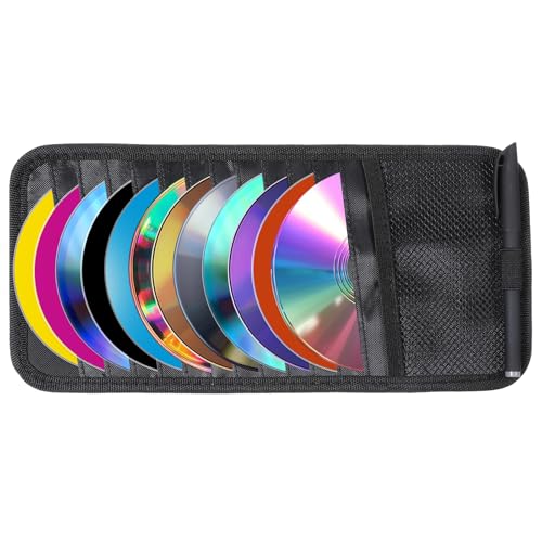 CD Case Holder for Car - DVD Vehicle Visor Storage Orangizer Sun Visor Organizer for CD Visor Case with 12 DVD Storage Sleeves 1 Mesh Pocket 1 Pen Holder(Black) - color: Black