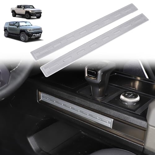 for Hummer EV Accessories Gear Shift Console Trim Frame ABS Center Console Panel Side Cover Frame for 2022-2024 2025+Hummer EV SUV Pickup Gear Control Panel Side Strip Interior (Silver) - color: Silver
