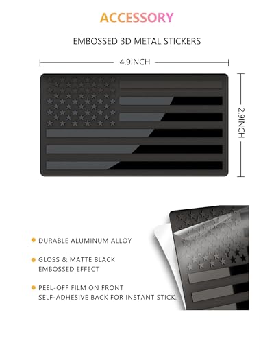 American Flag License Plate Frames - 2 Pack Black Patriotic USA Car Tag Frame in Alum-Plastic Hybrid with Brushed Finish & 3D Metal Decals - style: Black-Aluminum