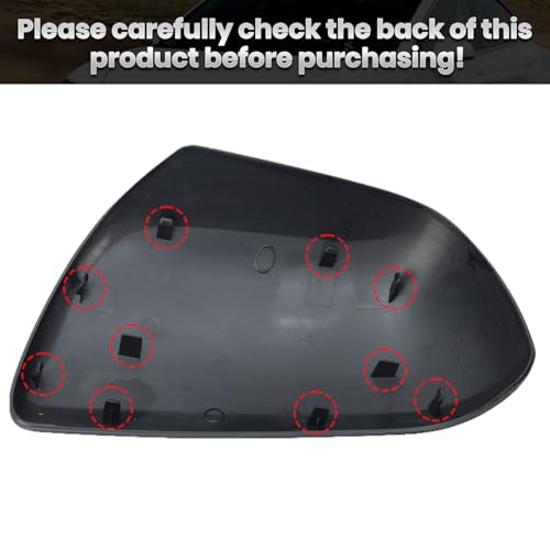 Compatible with 2012-2020 Toyota Sienna Right Side Mirror Cover Cap, Gray Passenger Side Clip-on Mirror Cap Replacement Without Turn Signal Light Replaces for 87915-08021-B1 - color: Right Gray