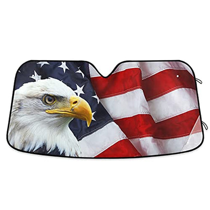 American Flag Eagle Car Windshield Sun Shade Blocks UV Rays Sun Visor Protector Foldable Sun Reflector to Keep Your Vehicle Cool - color: Eagle
