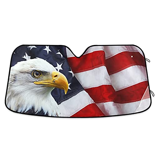 American Flag Eagle Car Windshield Sun Shade Blocks UV Rays Sun Visor Protector Foldable Sun Reflector to Keep Your Vehicle Cool - color: Eagle