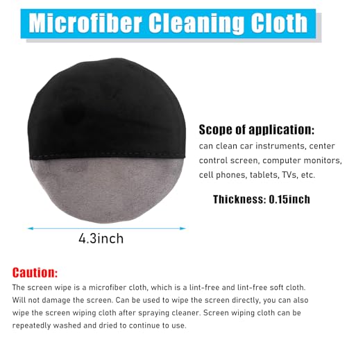 Ohleats Car Screen Cleaner, Microfiber Auto Screen Cleaning Pad, Foldable Touch Screen Cleaner Cloth for Vehicle Dashboard LCD Display, Interior Car Accessories - color: Round,1Pcs
