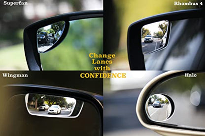 Safe View Wingman Blind Spot Mirrors – See More, Drive Safer – Real Convex Glass, Wide Angle Vision, Easy Peel & Stick, Durable Weatherproof Design - size: Wingman
