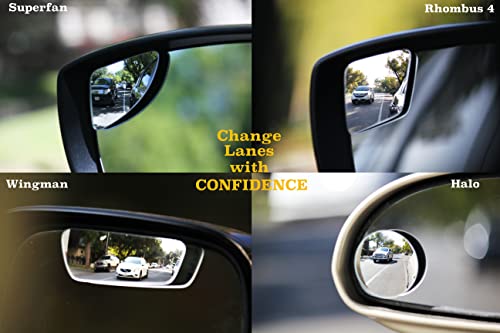 "Rhombus 4000" Car Blind Spot Mirror by Safe View Company - Change Lanes w Confidence, Frameless HD Convex Glass, Seamlessly Contours to Rear View Side Mirrors, Peel & Stick (2Pack) - size: Rhombu-saurus