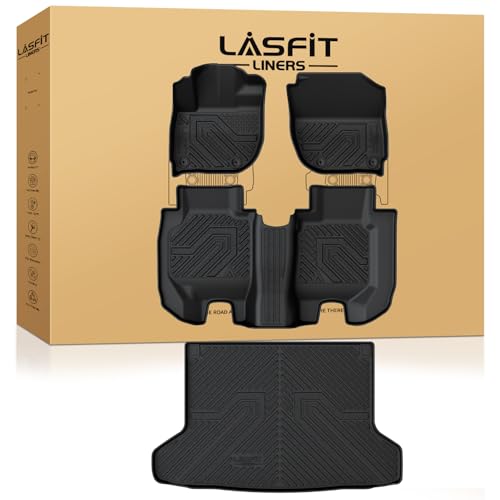 LASFIT Floor Mats & Cargo Mat for Honda HRV 2016-2022 (FWD Model), All Weather TPE Custom Fit HR-V Floor Liner Accessories, 1st & 2nd Row & Trunk Mat Full Set, Black (Not for AWD) - style: 6）For Honda HR-V FWD | 2016-2022 | Full Set