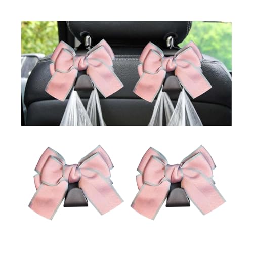 Mandark 2PCS Car Seat Headrest Hooks, Cute Bow Vehicle Hooks for Purses and Bags, Auto Purse Hook Hanger Interior Decoration Accessories, Universal for SUV, Sedan, Truck (Pink Line) - color: Pink Line