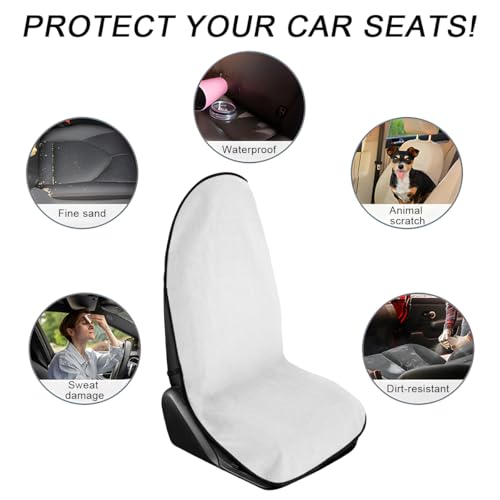 DXNQ Waterproof Car Towel Seat Cover, Sweating Non-Slip Premium Towel Carseat Cover Protector, Universal Soft Machine Washable Car Truck SUV Front Seat Cover for Gym Workout Beach Hiking (White) - color: White, 1pc, Front