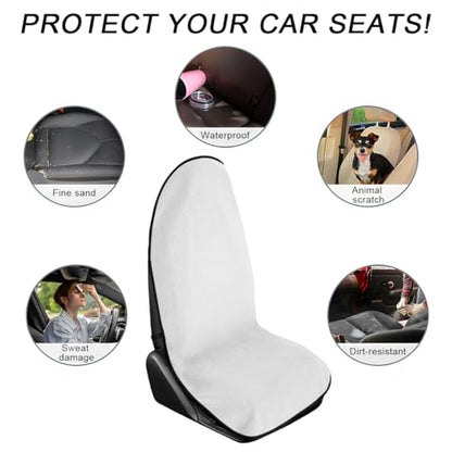 DXNQ Waterproof Car Towel Seat Cover, Sweating Non-Slip Premium Towel Carseat Cover Protector, Universal Soft Machine Washable Car Truck SUV Front Seat Cover for Gym Workout Beach Hiking (White) - color: White, 1pc, Front