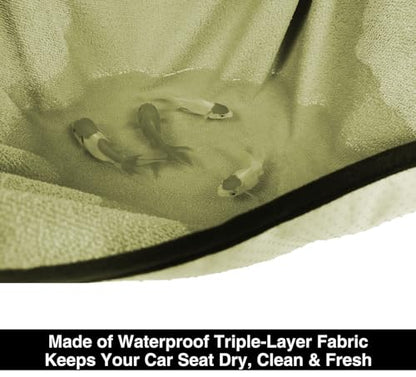 VSHIELD Waterproof Towel Car Seat Cover, Sweatproof Non-Slip Seat Protector, Universal Fit for Front Bucket or Rear Bench Seat of Cars, SUVs, Vans, Trucks, Compatible with Airbags and Armrests - color: Beige