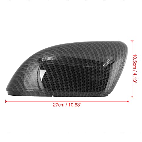 X AUTOHAUX Pair New Rear View Mirror Outside Housing Wing Mirror Covering Cap Carbon Fiber Pattern for Volkswagen Golf 6 2009-2012 - color: carbon fiber black