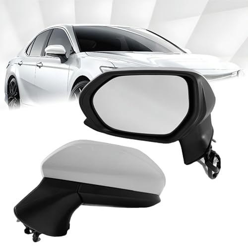 Driver Side View Mirror Compatible With Toyota Camry 2018-2022 3-Pins Manual Folding Power Glass Non Heated Non Blind Spot Rear View Mirror White - color: White-3 Pins, size: L-Driver Side