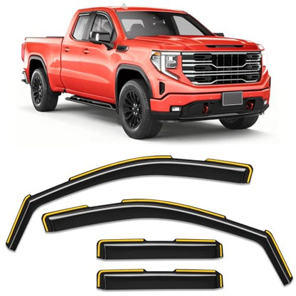 in-Channel Window Rain Guards Fit for Chevy Silverado & GMC Sierra 1500 Double Cab 2019-2026 Rain Guard Truck Extra Window Durable Deflectors Side Window Vent Visors Shades Car Accessories - size: For 2019-2026 Silverado/Sierra 1500 Double Cab