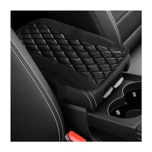 Dickno Car Center Console Cushion Pad, Universal Leather Waterproof Armrest Seat Box Cover, Comfortable Auto Armrest Cover Protector, Car Interior Decor Accessories for Most Vehicles (Black) - color: Black