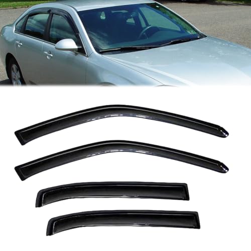 Wensdy 4pcs Side Window Wind Deflector Out-Channel Tape-On Rain Guards Set, Window Visor for 2006-2013 Chevy Impala All Models 2014-2016 Chevy Impala Limited Model Only 94843 - size: 06-13 Impala