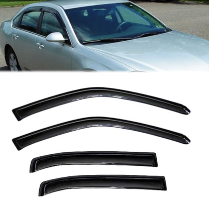 Wensdy 4pcs Side Window Wind Deflector Out-Channel Tape-On Rain Guards Set, Window Visor for 2006-2013 Chevy Impala All Models 2014-2016 Chevy Impala Limited Model Only 94843 - size: 06-13 Impala