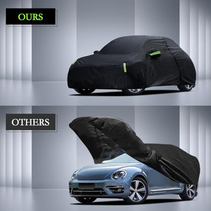 Car Cover Custom Fit for Volkswagen Beetle 2 Door 1998-2019, Waterproof All Weather Full Exterior Cover Rain Sun Hail Protector Car Cover with Door Zipper - size: Custom Fit for vw beetle