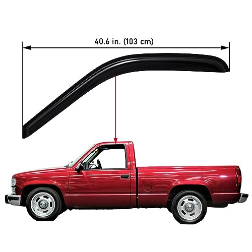 Lightronic Extra Durable Tape-on Window Visor, Fits 1988-1998 Chevrolet & GMC C/K 1500, 2500, 3500 Regular/Extended Cab, 1992-1999 Tahoe & Yukon, 1992-1994 Blazer (NOT Fit S10 Blazer), Smoke, 2-Pcs - size: Outside Mount