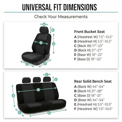 FH Group Car Seat Covers Front Set in Cloth - Car Seat Covers for Low Back Car Seats with Removable Headrest,Universal Fit,Automotive SeatCovers,Washable Car SeatCover for SUV,Sedan,Van Black - color: Black, style: Seat Cover Front Set