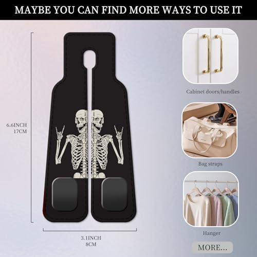 PU Leather Car Seat Hook, Storage Headrest Hanger, Cute Car Backseat Organizer, Car Hooks for Purses and Bags Skull Human Skeleton - color: Skull Human Skeleton