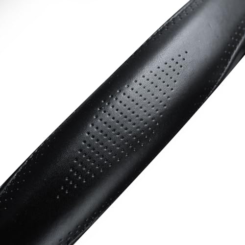 HAOKAY Top Grade Black Genuine Leather Steering Wheel Cover Men Women, Luxury Steering Wheel Cover for Cars, SUVS and Trucks，Universal 14.5-15 inch - color: BLACK