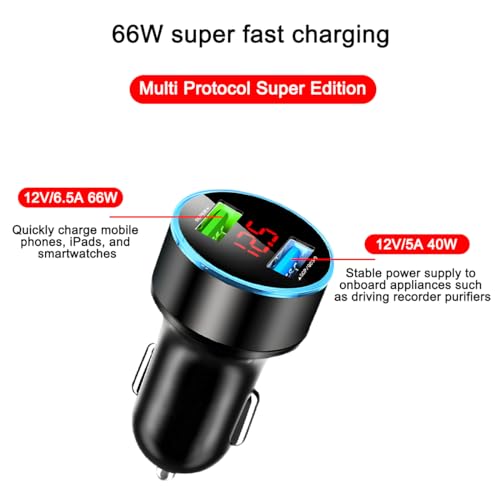 Ankuee 66W Car Charger, Super Fast Charging 2 Ports USB Vehicle Charger, Quick Charge Automobile Adaptor Compatiable with Phones and Laptops, Universal for Vehicle, Truck, RV and More