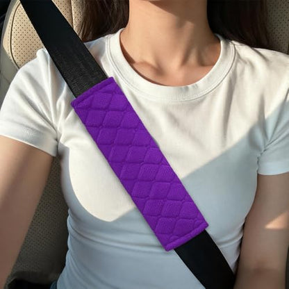 2PCS Car Seat Belt Pads Cover, Fluffy Car Seatbelt Covers, Soft Car Seat Belt Strap Cushion Protect Your Neck and Shoulder, Driving Seat Belt Shoulder Strap Cover for Most Autos (Purple) - color: Purple