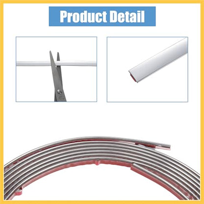 16ft Automotive Trim Car Truck RV Door Window Bumper Side Body Trim Strip Scratch Proof Protector Strip 6mm Silver Tone Auto Replacement Parts
