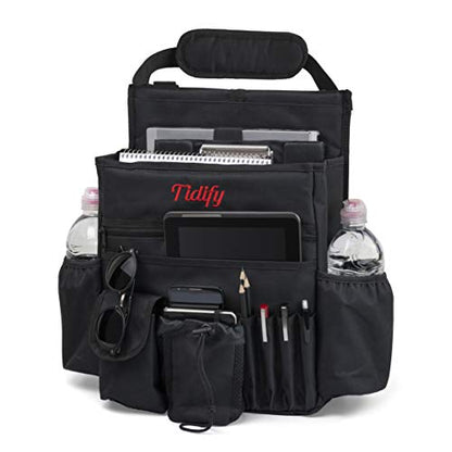Tidify Car Front Seat Organizer [2025 UPDATED] with Dedicated Tablet and Laptop Storage Stabilizing Side Straps Soft Adjustable Shoulder Strap and Hardened Buckles Your Office Away from Office.