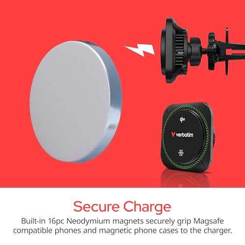Verbatim Charge 'n’ Drive Qi2 Magnetic Wireless Car Charger – RGB Lighting - style: Qi2 Magnetic Wireless – RGB Lighting